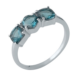 Серебряное кольцо с топазом Лондон Блю 1.361ct