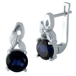 Silver earrings with a 2.35-carat nano sapphire