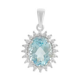 Серебряная подвеска с топазом 3.265ct, фианитами