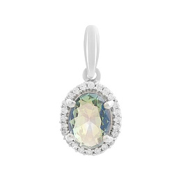 Silver pendant with a 1.108 ct mystic topaz and cubic zirconia