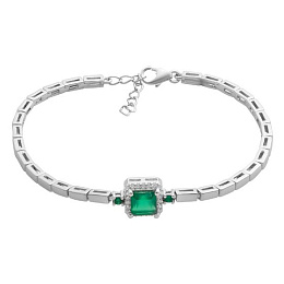 Серебряный браслет с агатом 1.387ct, фианитами