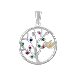 Silver pendant with phianites