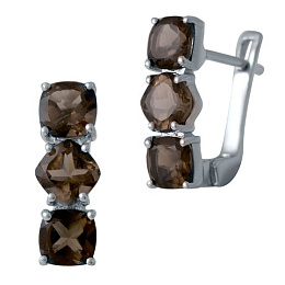 Silver earrings with smoky quartz (2.842 carats)
