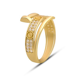 Золота каблучка з фіанітами 0.28ct