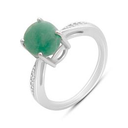 Silver ring with a 2.483-carat emerald and cubic zirconia