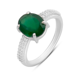 Серебряное кольцо с агатом 2.727ct, фианитами