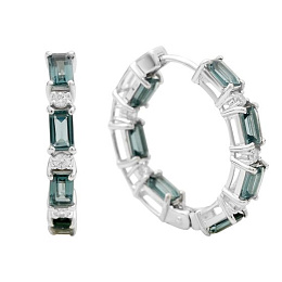 Серебряные серьги с топазом Лондон Блю 3.98ct, фианитами