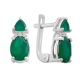 Серебряные серьги с агатом 2.737ct, фианитами