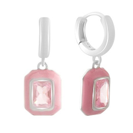 Серебряные серьги с фианитами, емаллю