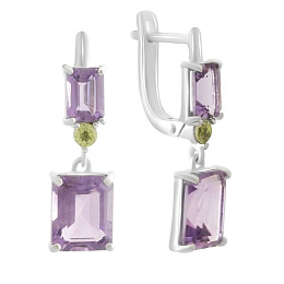 Срібні сережки з аметистом 8.258ct,