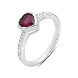 Серебряное кольцо с рубином 1.312ct, фианитами