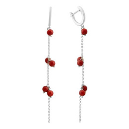 Silver earrings with coral