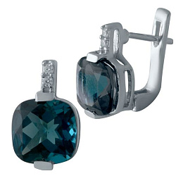 Серебряные серьги с топазом Лондон Блю 4.953ct
