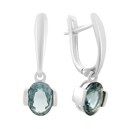 Silver Earrings with London Blue Topaz, 1.669 ct