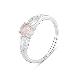Silver ring with morganite nano 0.657ct, phianites