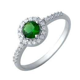 Silver ring with a 0.74-carat nano emerald