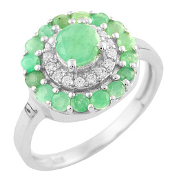 Серебряное кольцо с изумрудом 1.324ct