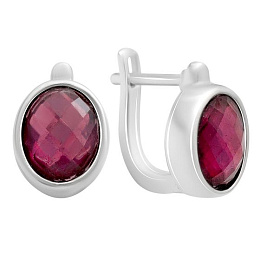 Серебряные серьги с рубином 7ct