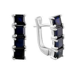 Silver Earrings with a 3.531-carat Sapphire