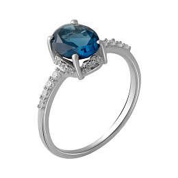 Серебряное кольцо с топазом Лондон Блю 2.01ct
