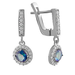 Серебряные серьги с мистик топазом 1.36ct