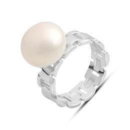 Silver ring with baroque pearls