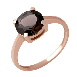 Золота каблучка з раухтопазом (димчастим кварцом) 2.6ct
