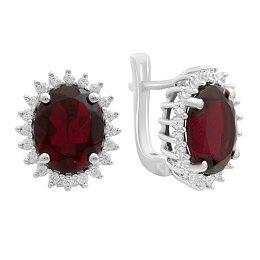 Silver earrings with garnet nano, phianites