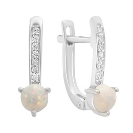 Silver earrings with opal 0.661ct, fianites