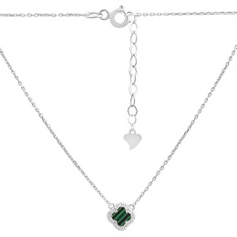 Серебряное колье с малахитом, фианитами