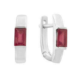 Silver earrings with a 1.625-carat ruby