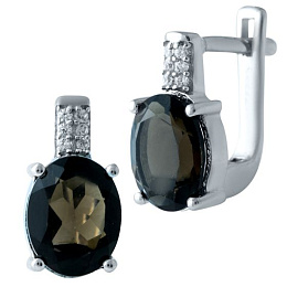 Серебряные серьги с раухтопазом (дымчатым кварцем) 4.407ct
