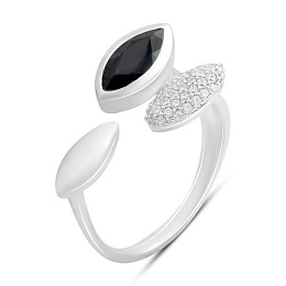 Серебряное кольцо с сапфиром 1.73ct, фианитами