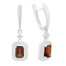 Серебряные серьги с гранатом 3.251ct