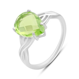 Silver ring with a 3.095-carat chrysolite