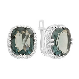 Silver earrings with a 9.265-carat London Blue topaz