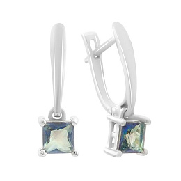Серебряные серьги с мистик топазом 1ct