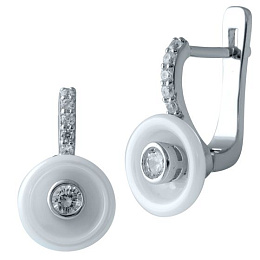 Silver earrings with , ceramics
