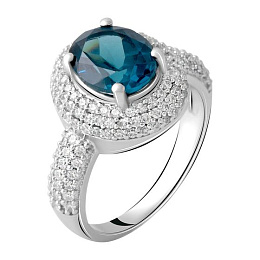 Серебряное кольцо с топазом Лондон Блю 3.465ct