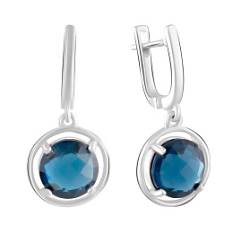 Серебряные серьги с топазом Лондон Блю 5.808ct
