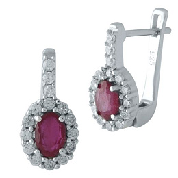 Серебряные серьги с рубином 2.308ct