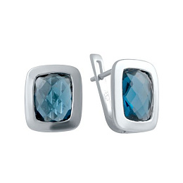 Silver earrings with a 4.78-carat London Blue topaz