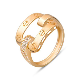Золота каблучка з фіанітами 0.2ct