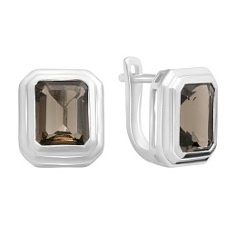 Серебряные серьги с раухтопазом (дымчатым кварцем) 5.658ct
