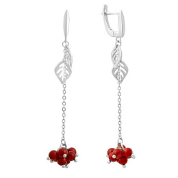 Silver earrings with coral