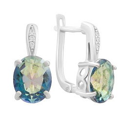 Серебряные серьги с мистик топазом 3.558ct