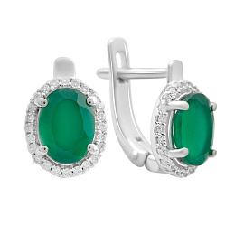 Silver earrings with 2.745 ct agate and cubic zirconia