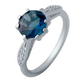 Серебряное кольцо с топазом Лондон Блю 1.629ct