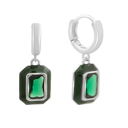 Серебряные серьги с фианитами, емаллю