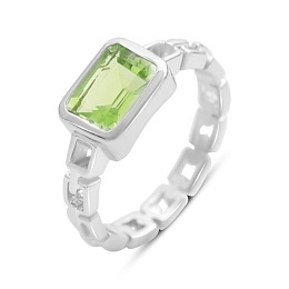 Silver ring with a 1.354-carat chrysolite